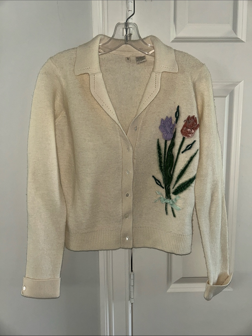 NWOT Anthropologie Moth Embellished Boiled Wool Cardigan Sweater Size Small
